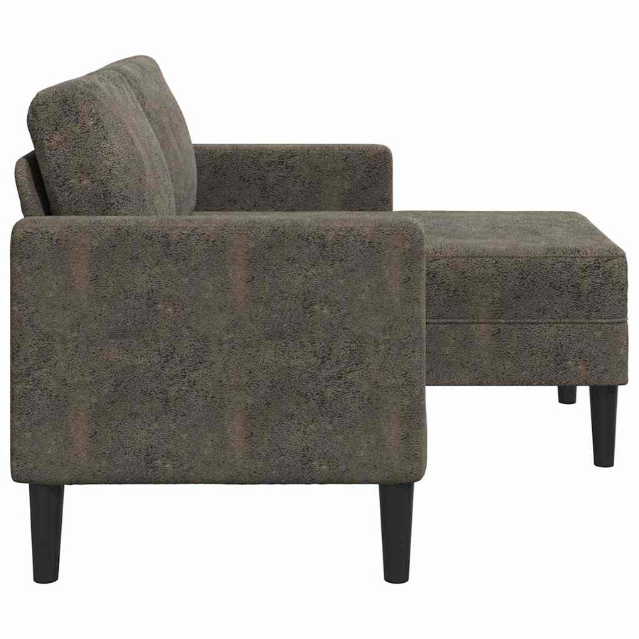 2-zitsbank met chaise longue, L-vormig, donkergrijs, 125 cm, kunstleer
