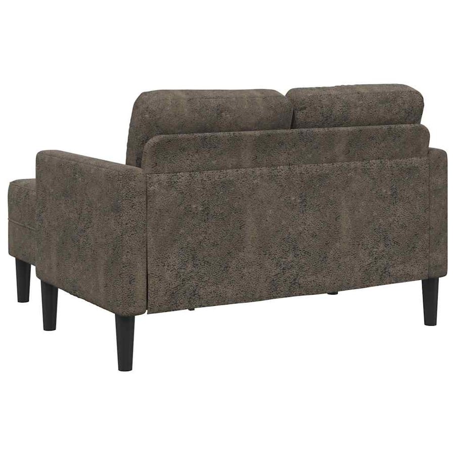 2-zitsbank met chaise longue, L-vormig, donkergrijs, 125 cm, kunstleer