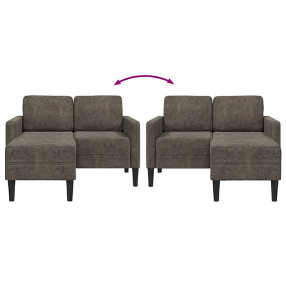 2-zitsbank met chaise longue, L-vormig, donkergrijs, 125 cm, kunstleer