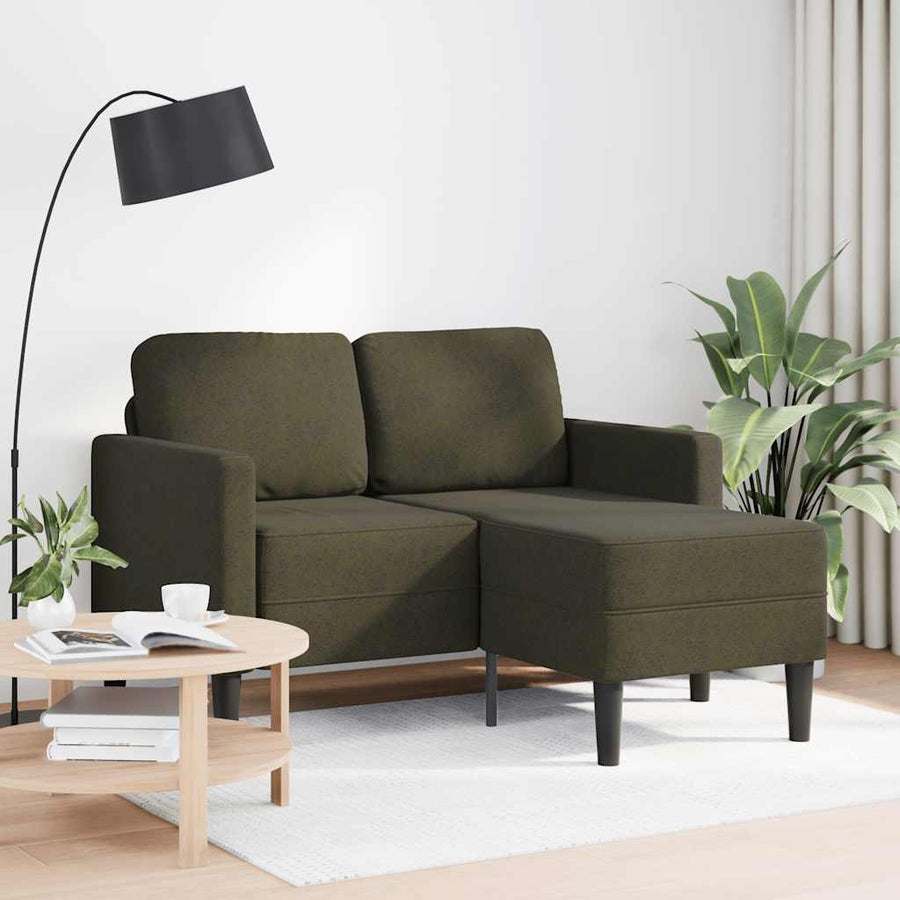 2-zitsbank met chaise longue, L-vormig, legergroen, 125 cm, kunstleer