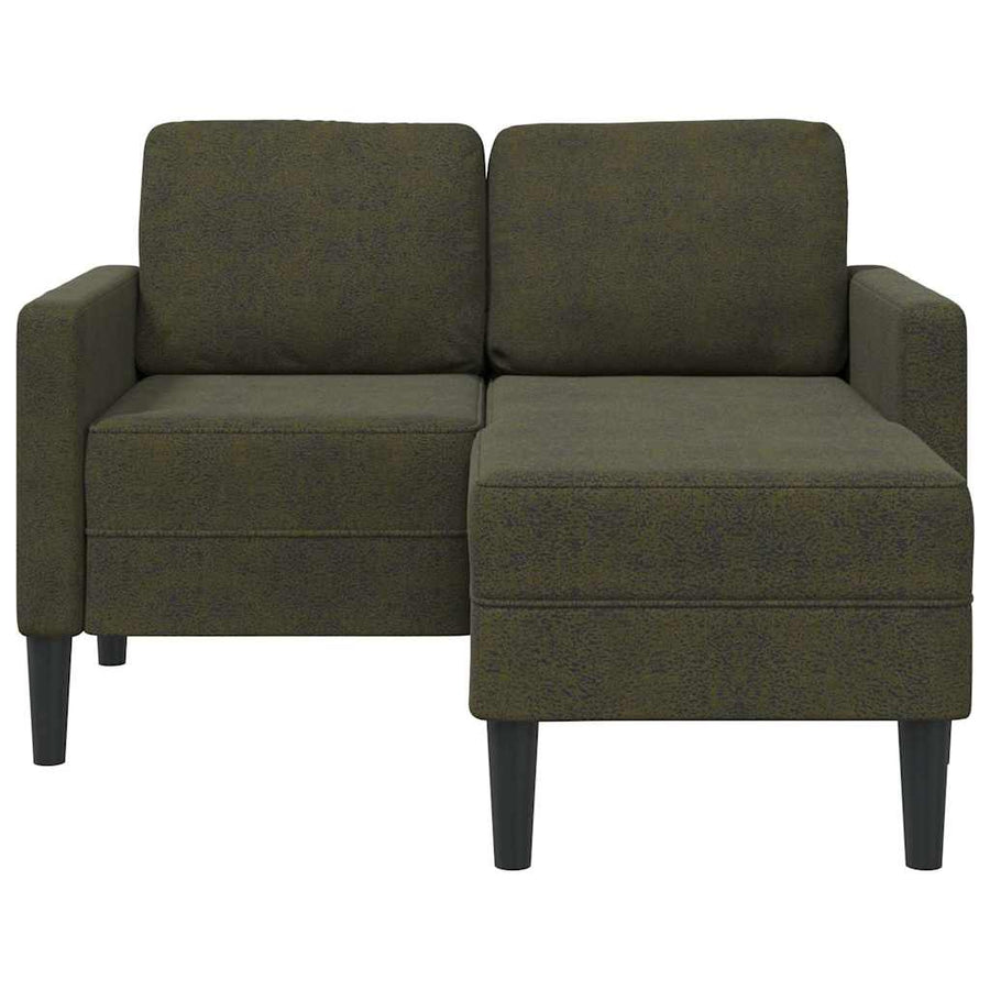 2-zitsbank met chaise longue, L-vormig, legergroen, 125 cm, kunstleer