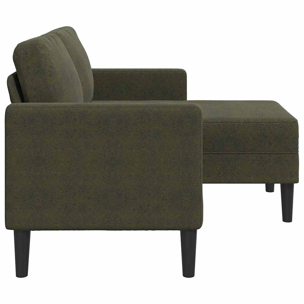 2-zitsbank met chaise longue, L-vormig, legergroen, 125 cm, kunstleer