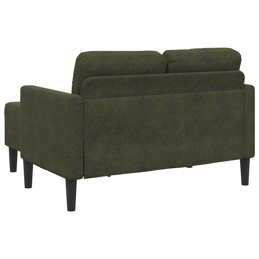 2-zitsbank met chaise longue, L-vormig, legergroen, 125 cm, kunstleer