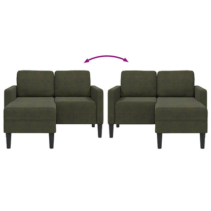 2-zitsbank met chaise longue, L-vormig, legergroen, 125 cm, kunstleer