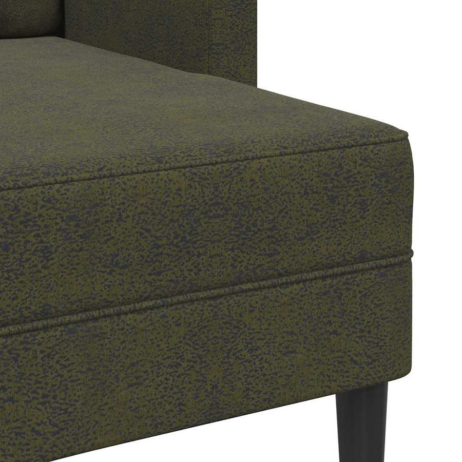 2-zitsbank met chaise longue, L-vormig, legergroen, 125 cm, kunstleer