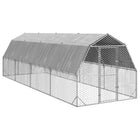 Chicken run with roof 2.5x8x2.25 m galvanized steel