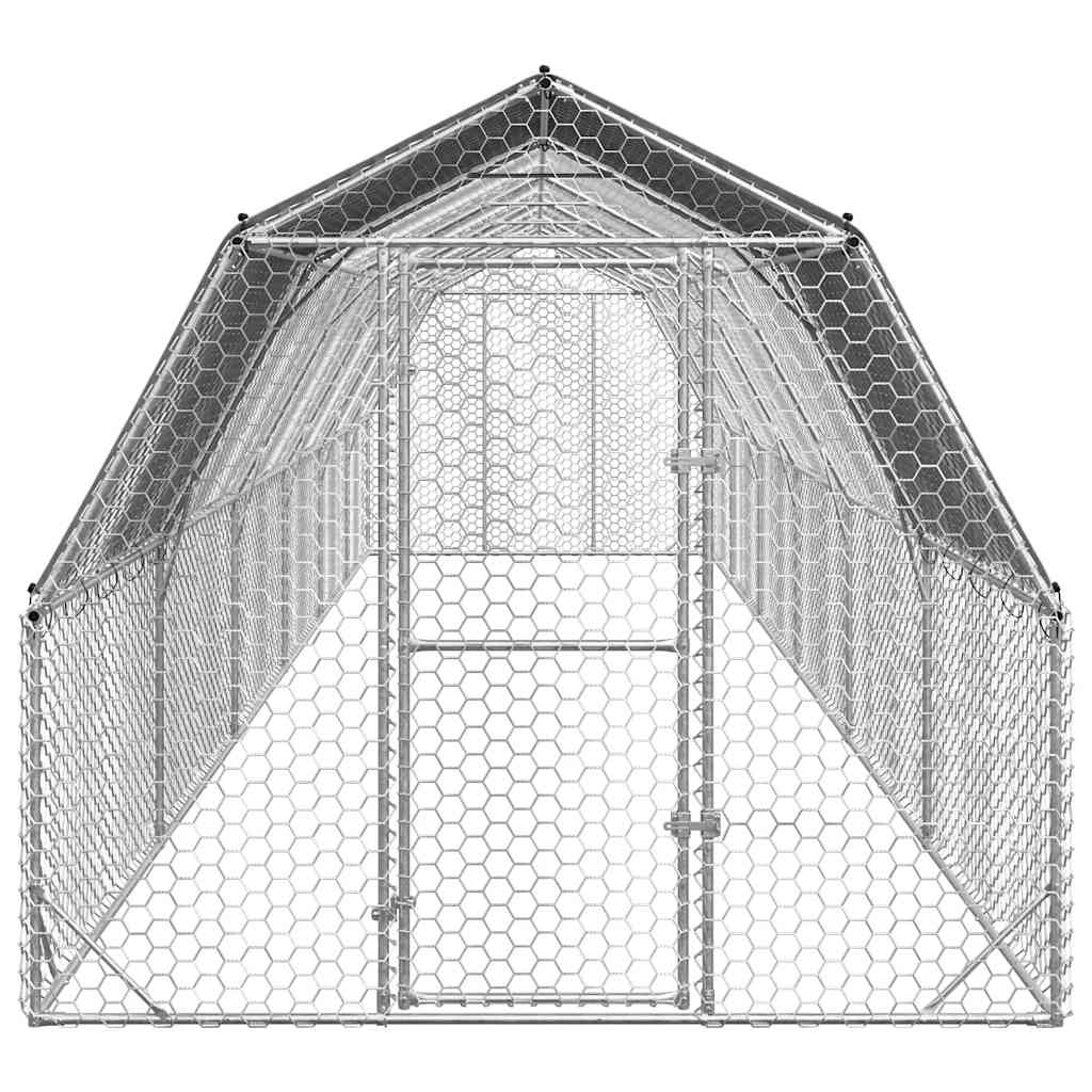 Kippenren met dak 2,5x12x2,25 m gegalvaniseerd staal