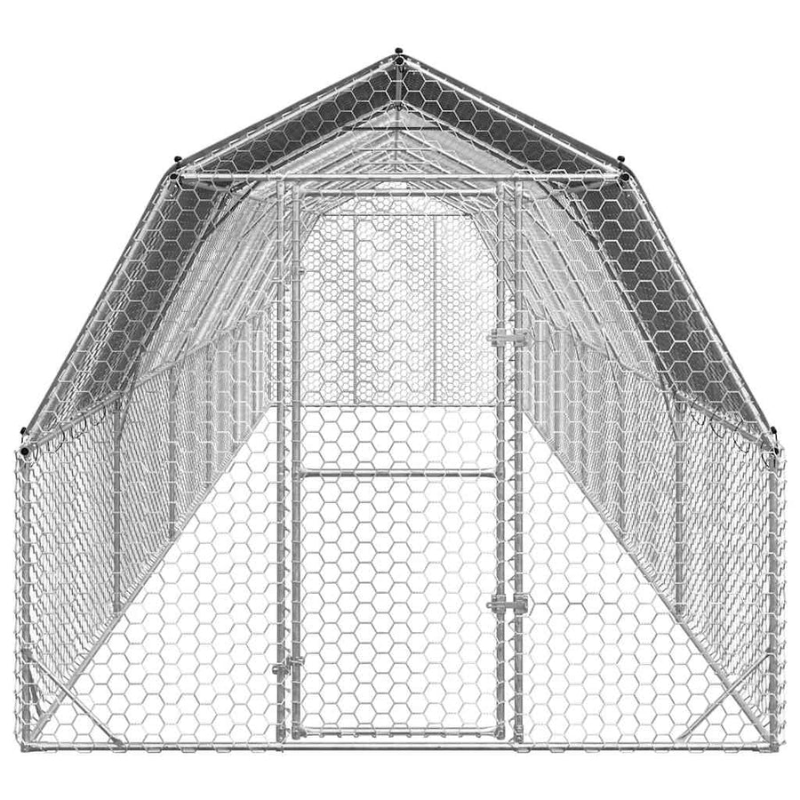 Kippenren met dak 2,5x12x2,25 m gegalvaniseerd staal