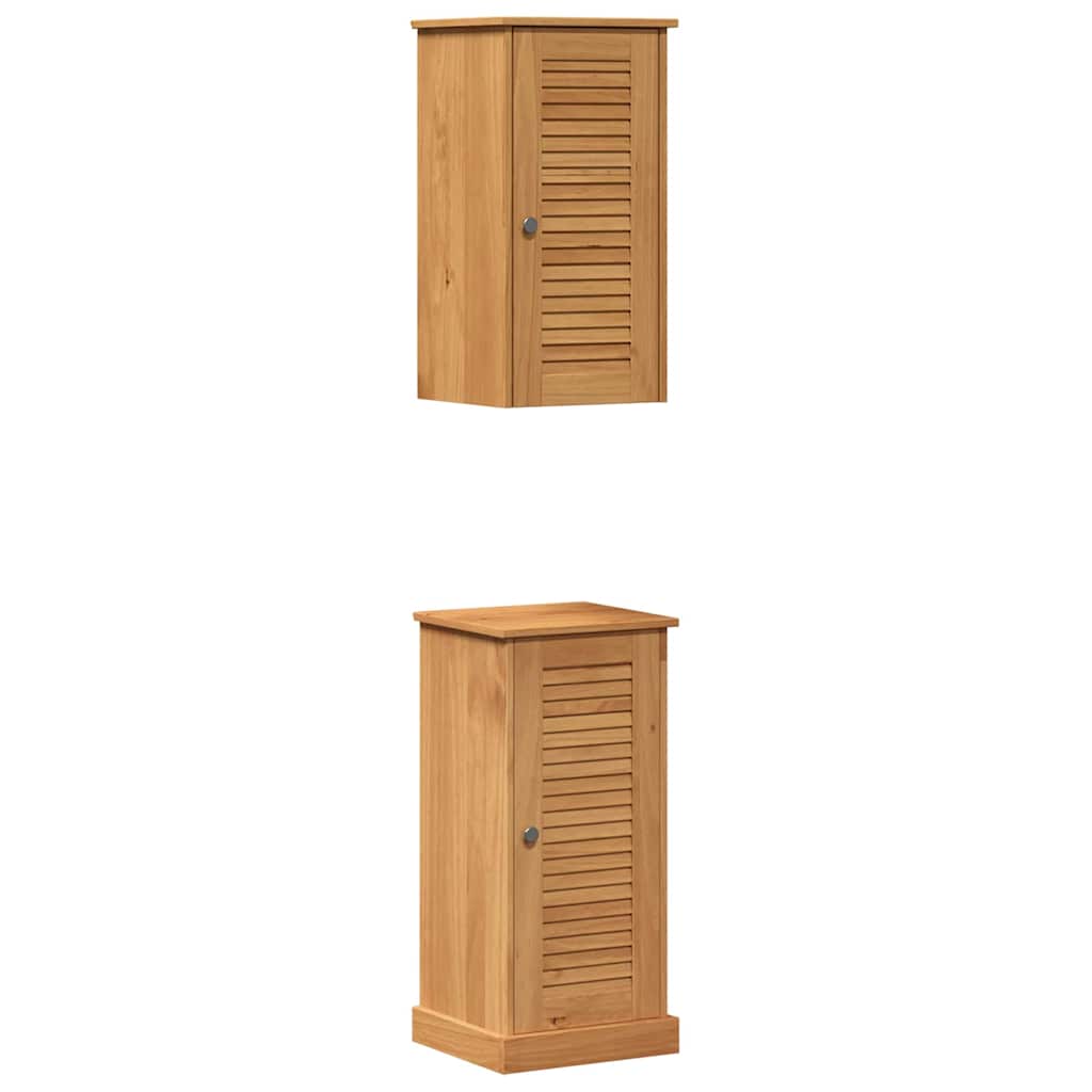 Badkamermeubelset 2 pcs Bruin en Honingbruin 37 x 34 x 80 cm