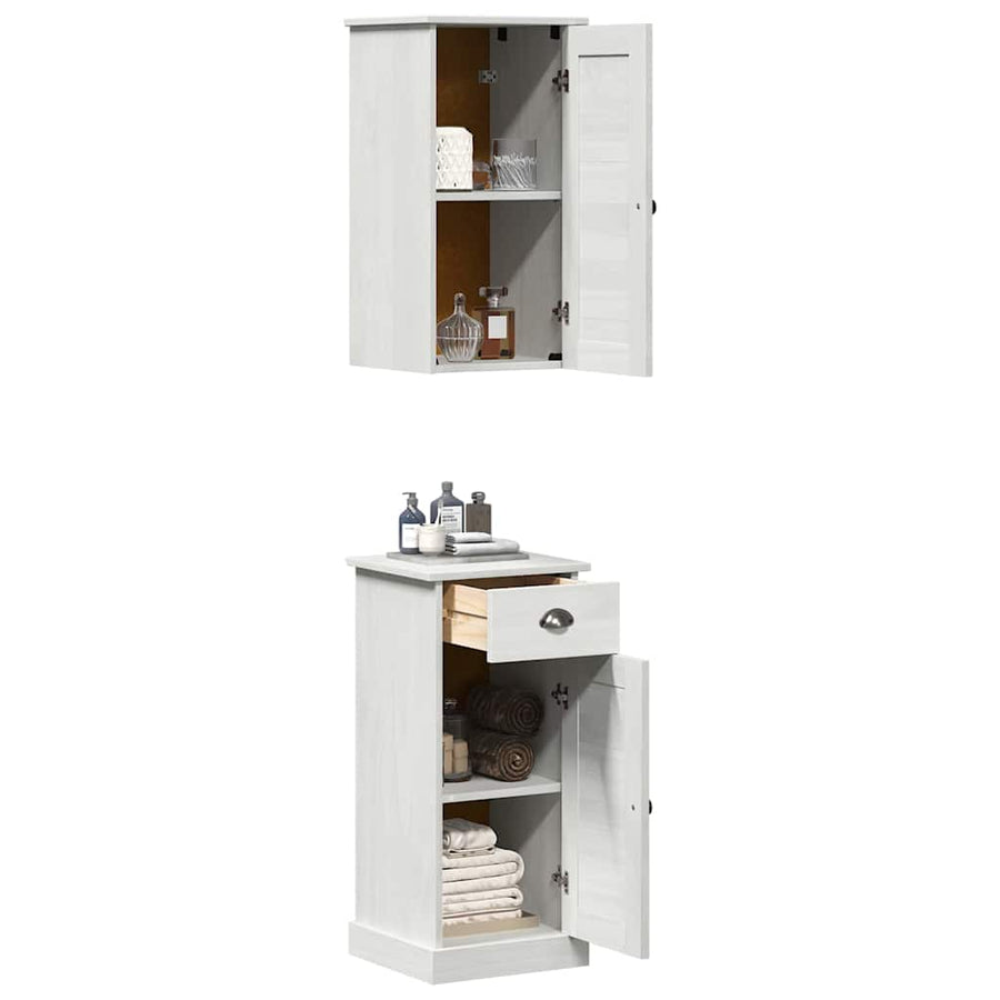 Badkamermeubelset met lade met plank 2 pcs Bruin en wit 37 x 34 x 80 cm