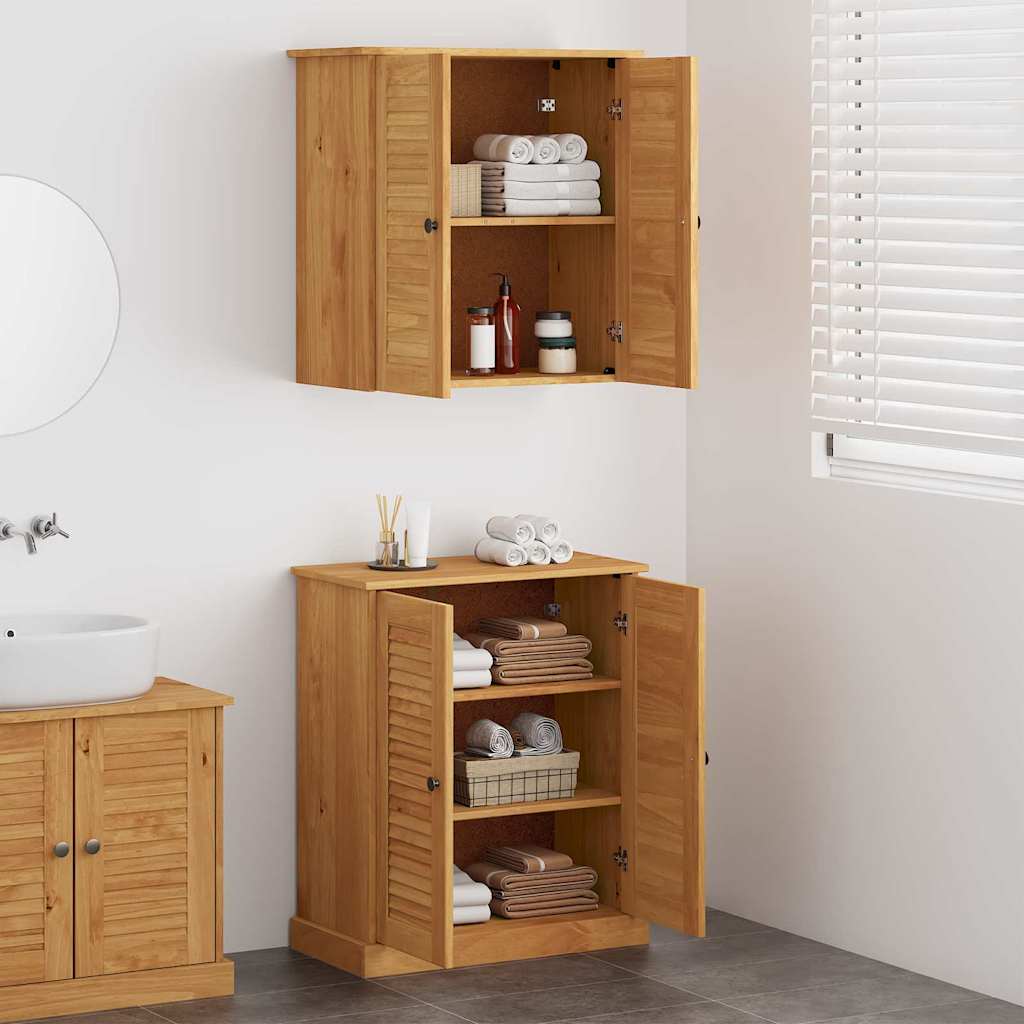 Badkamermeubelset met plank met opslag met de deur 2 pcs Bruin 67.5 x 34 x 80 cm
