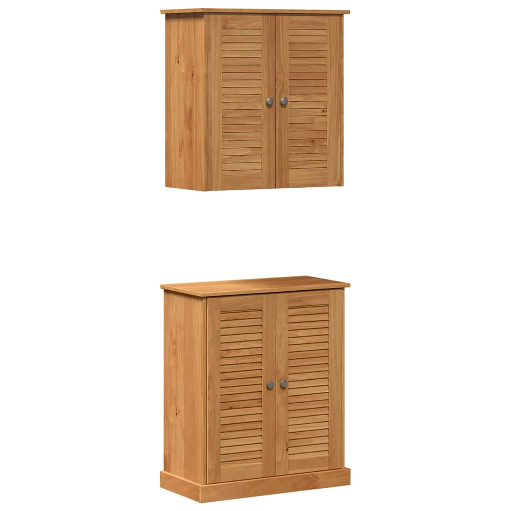 Badkamermeubelset met plank met opslag met de deur 2 pcs Bruin 67.5 x 34 x 80 cm