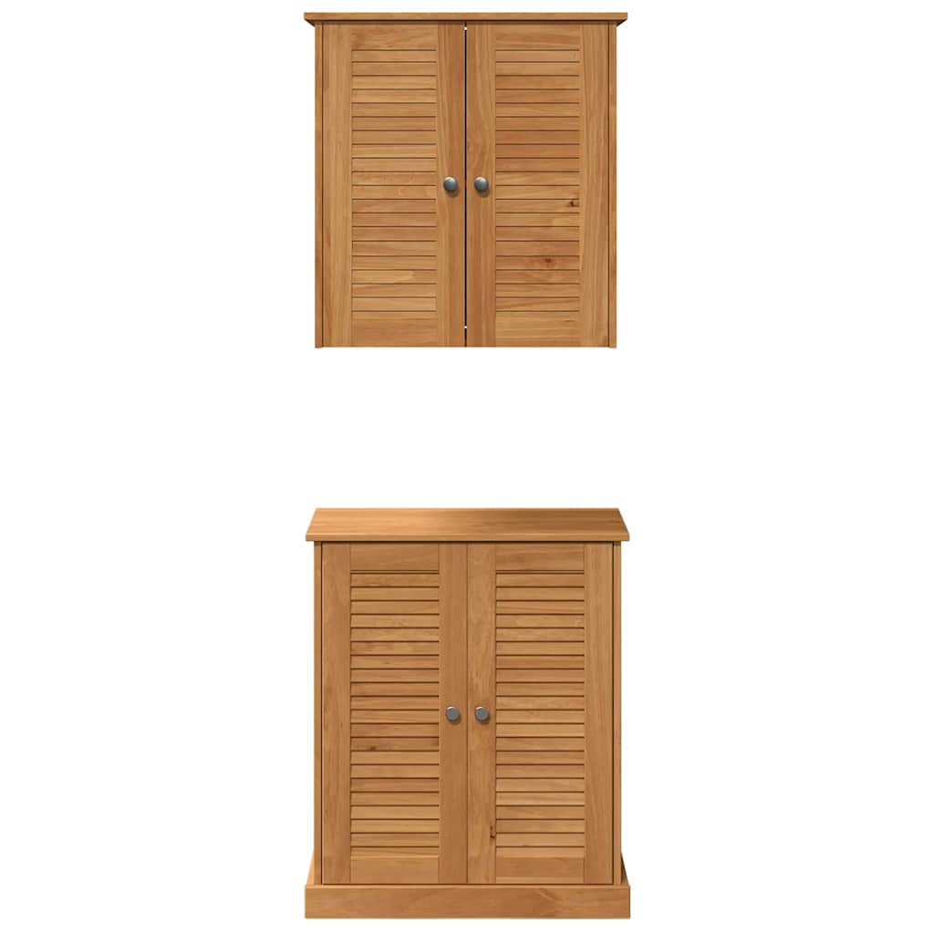 Badkamermeubelset met plank met opslag met de deur 2 pcs Bruin 67.5 x 34 x 80 cm