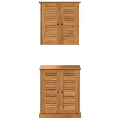 Badkamermeubelset met plank met opslag met de deur 2 pcs Bruin 67.5 x 34 x 80 cm