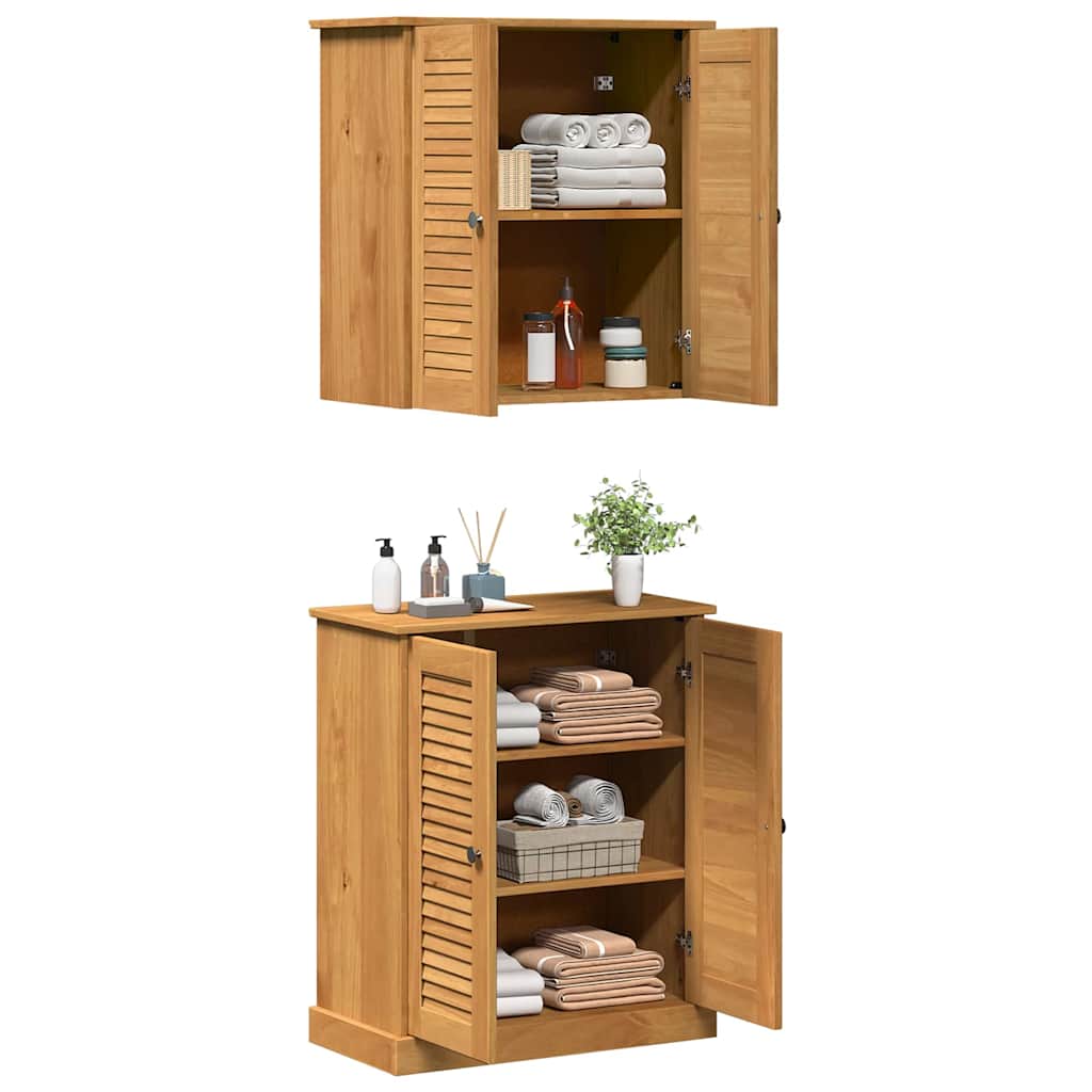 Badkamermeubelset met plank met opslag met de deur 2 pcs Bruin 67.5 x 34 x 80 cm
