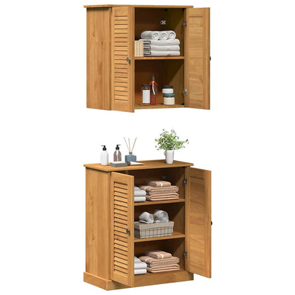 Badkamermeubelset met plank met opslag met de deur 2 pcs Bruin 67.5 x 34 x 80 cm