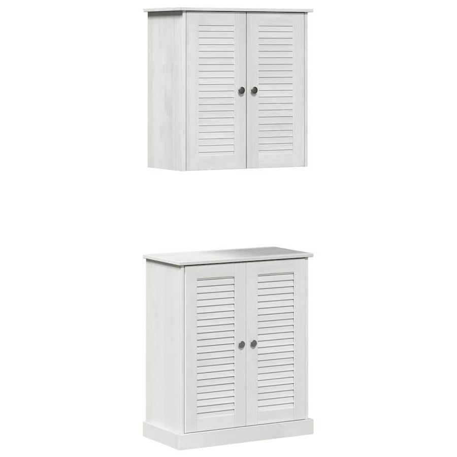 Badkamermeubelset met plank met opslag met de deur 2 pcs Bruin 67.5 x 34 x 80 cm