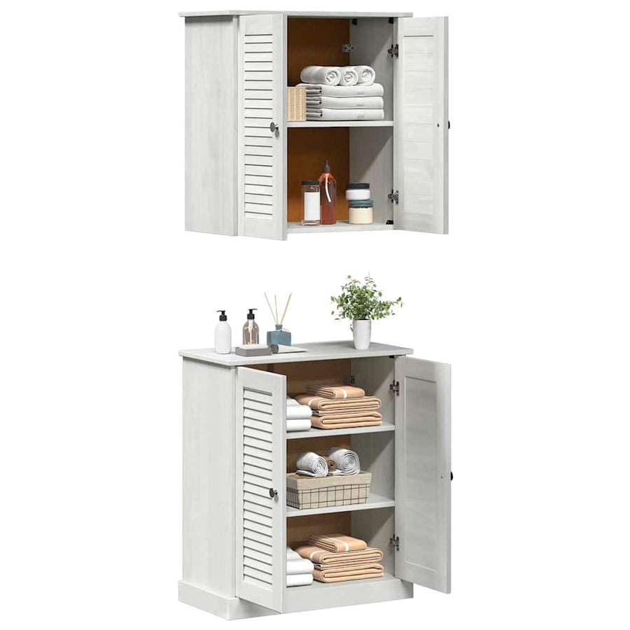 Badkamermeubelset met plank met opslag met de deur 2 pcs Bruin 67.5 x 34 x 80 cm