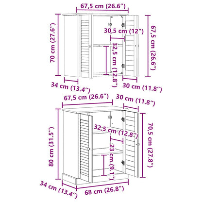 Badkamermeubelset met plank met opslag met de deur 2 pcs Bruin 67.5 x 34 x 80 cm