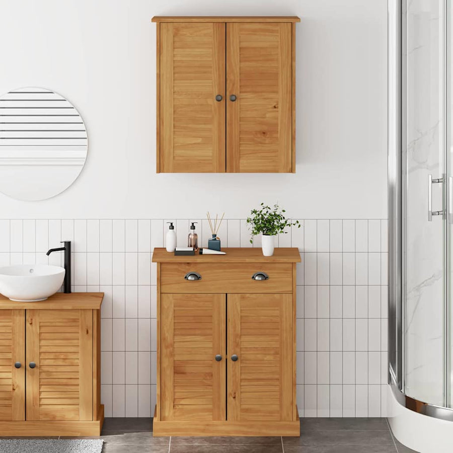 Badkamermeubelset met lade met plank met opslag met de deur 2 pcs Bruin 67.5 x 34 x 80 cm