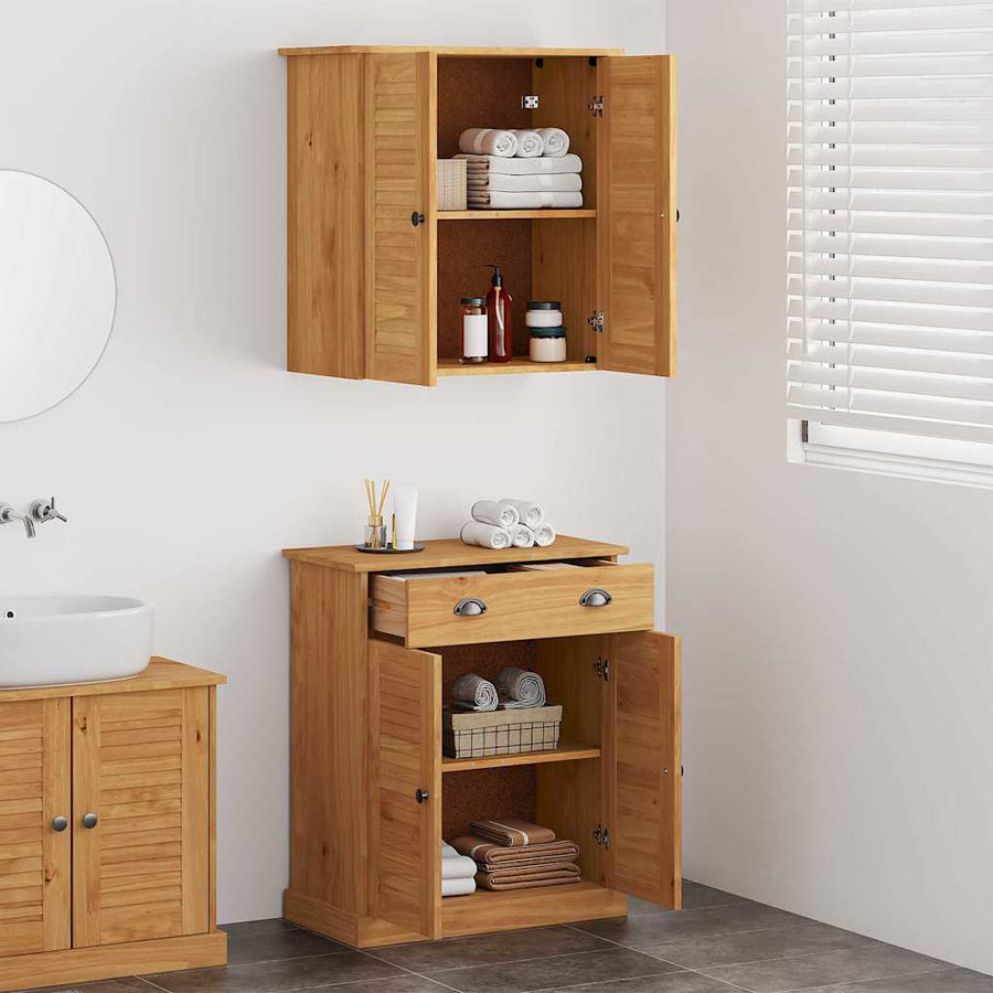Badkamermeubelset met lade met plank met opslag met de deur 2 pcs Bruin 67.5 x 34 x 80 cm