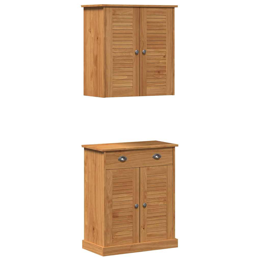 Badkamermeubelset met lade met plank met opslag met de deur 2 pcs Bruin 67.5 x 34 x 80 cm