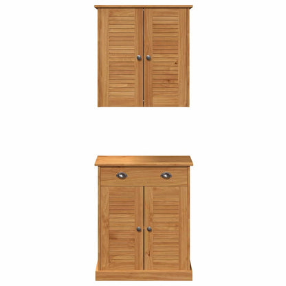 Badkamermeubelset met lade met plank met opslag met de deur 2 pcs Bruin 67.5 x 34 x 80 cm