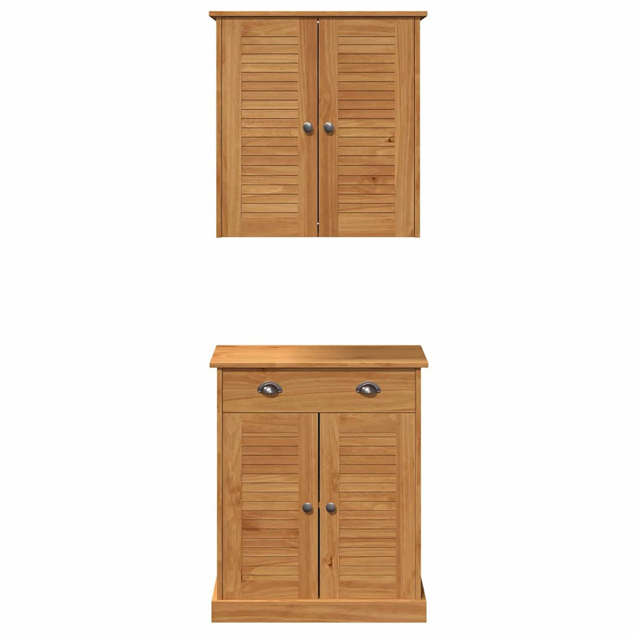Badkamermeubelset met lade met plank met opslag met de deur 2 pcs Bruin 67.5 x 34 x 80 cm