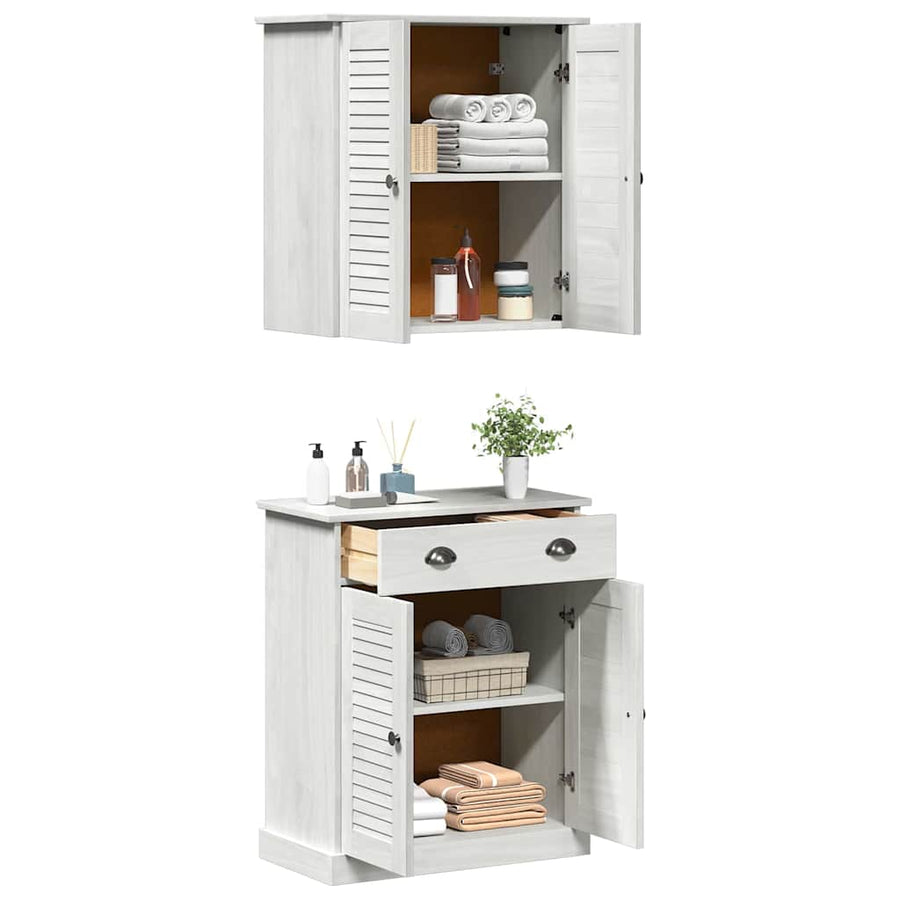 Badkamermeubelset met lade met plank met opslag met de deur 2 pcs Bruin 67.5 x 34 x 80 cm