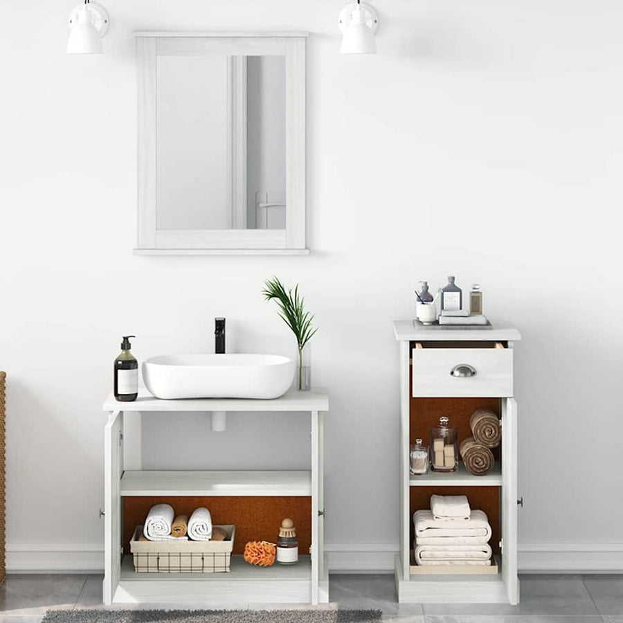 Badkamermeubelset met lade met plank Wandgemonteerd met opslag met de deur met spiegel 3 pcs Bruin 37 x 34 x 80 cm