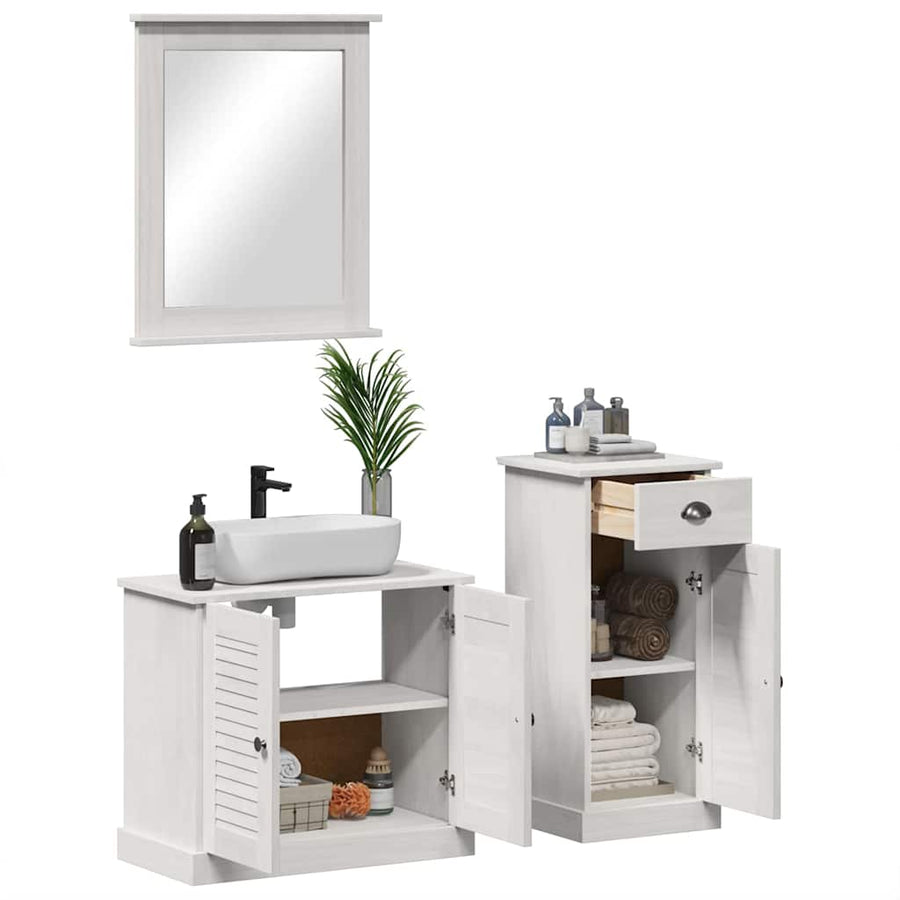Badkamermeubelset met lade met plank Wandgemonteerd met opslag met de deur met spiegel 3 pcs Bruin 37 x 34 x 80 cm
