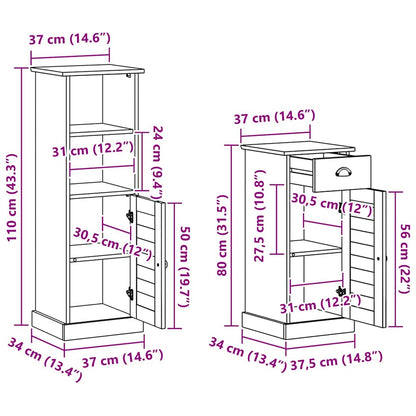 Badkamermeubelset VIGO 4 st Honingbruin 37 x 34 x 110 cm