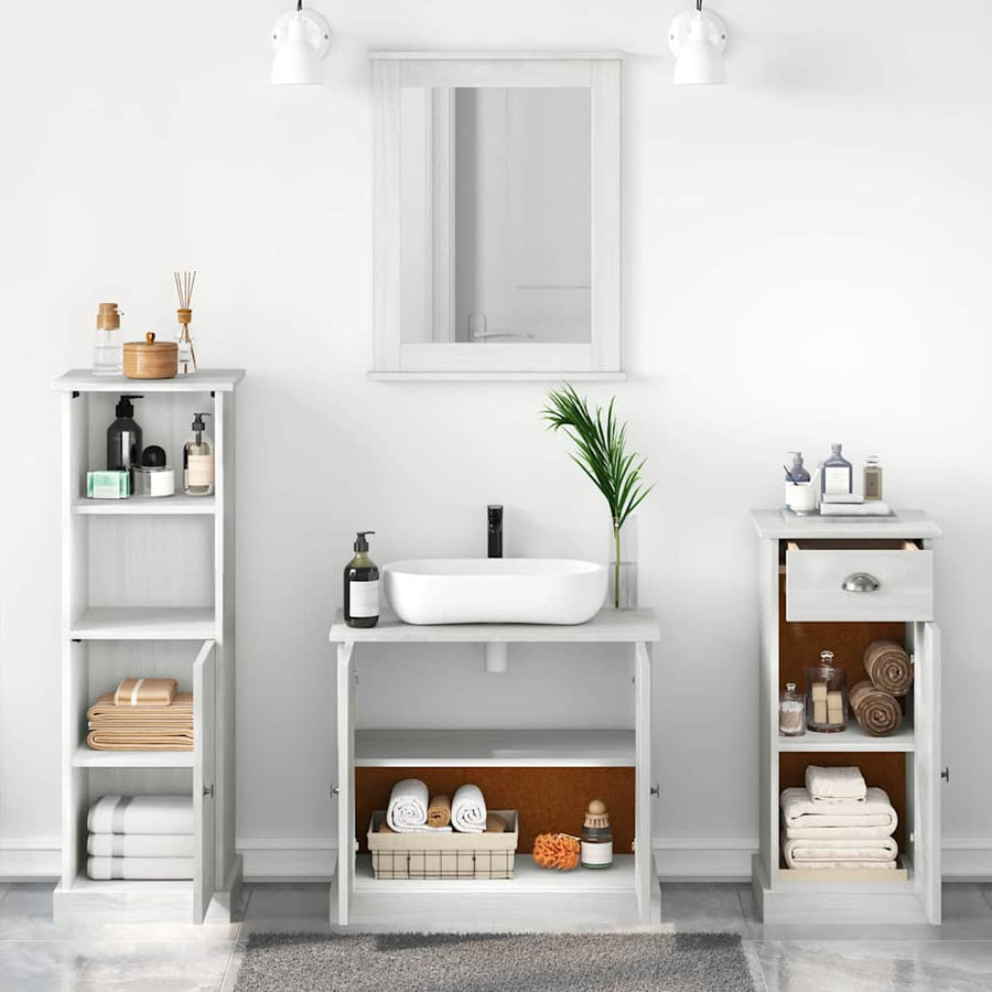 Badkamermeubelset met lade met plank 3 pcs Antiekwit 37 x 34 x 110 cm