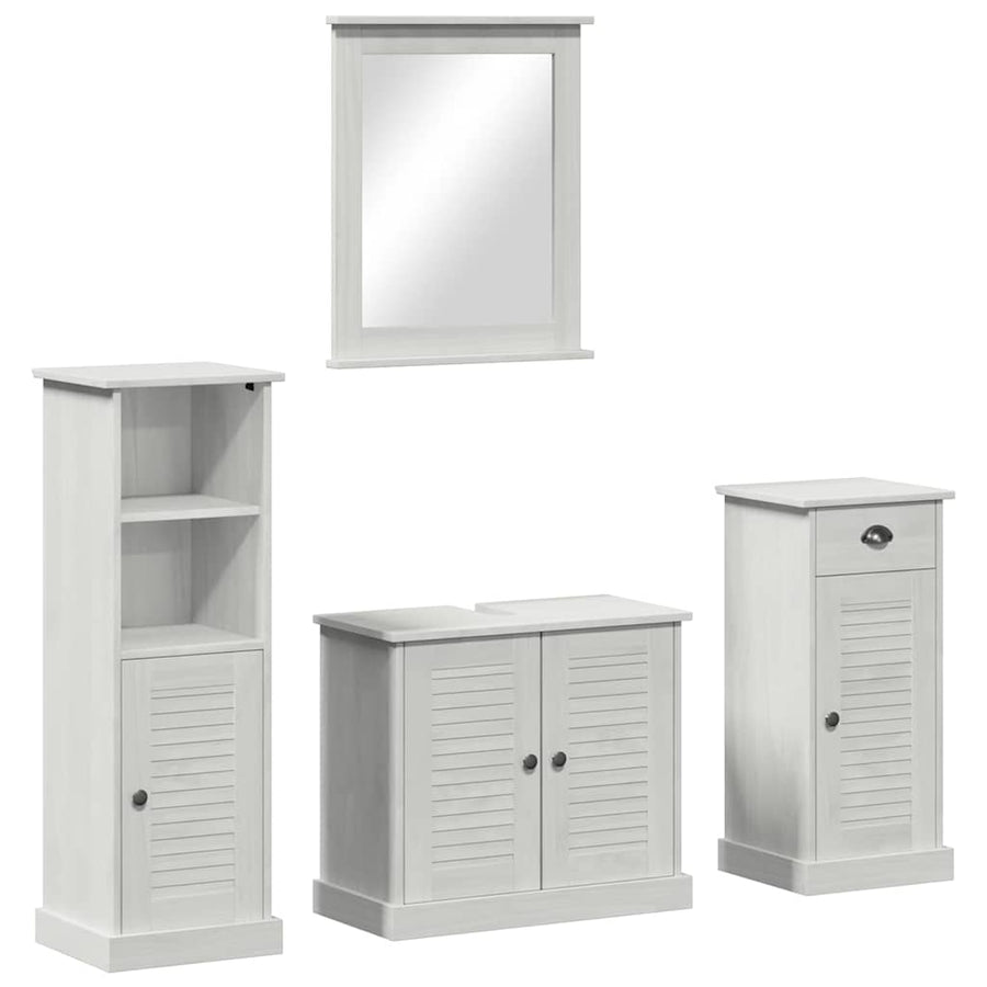 Badkamermeubelset met lade met plank 3 pcs Antiekwit 37 x 34 x 110 cm