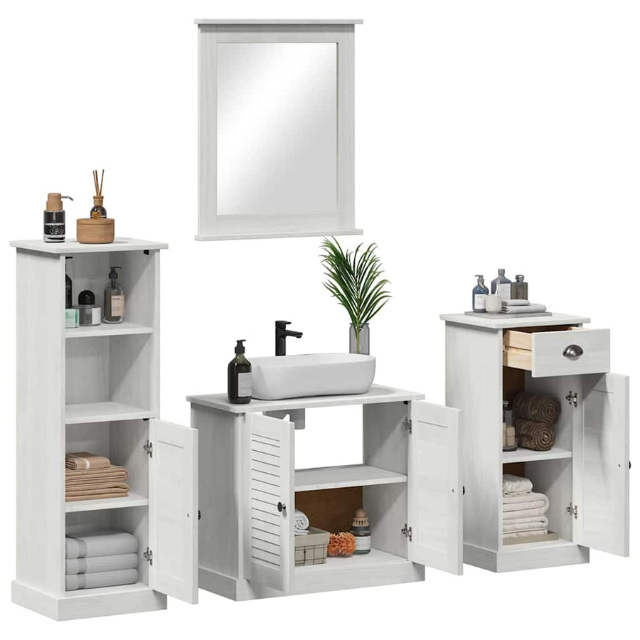 Badkamermeubelset met lade met plank 3 pcs Antiekwit 37 x 34 x 110 cm
