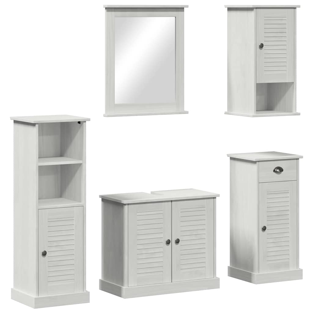 Badkamermeubelset met lade met plank 5 pcs Antiekwit 37 x 34 x 110 cm