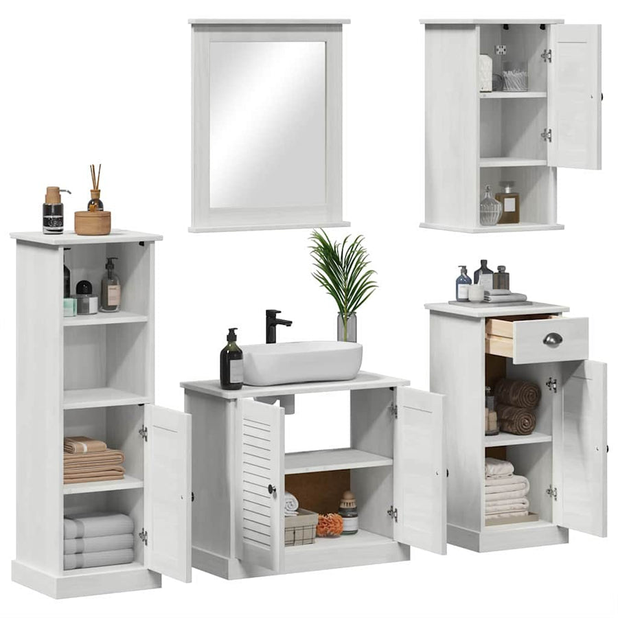 Badkamermeubelset met lade met plank 5 pcs Antiekwit 37 x 34 x 110 cm