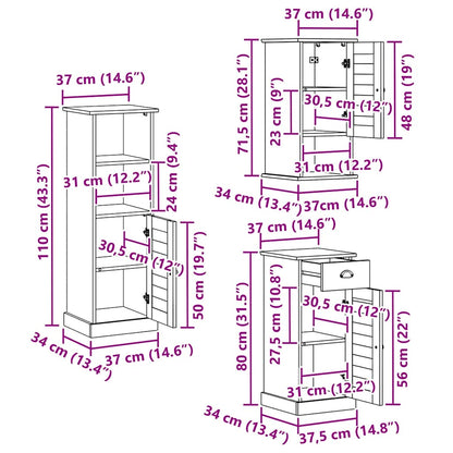Badkamermeubelset met lade met plank 5 pcs Antiekwit 37 x 34 x 110 cm