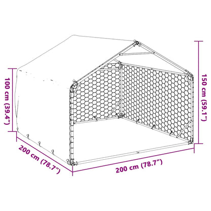 Hondenkennel buiten met deksel 2x2x1,5 m gegalvaniseerd staal