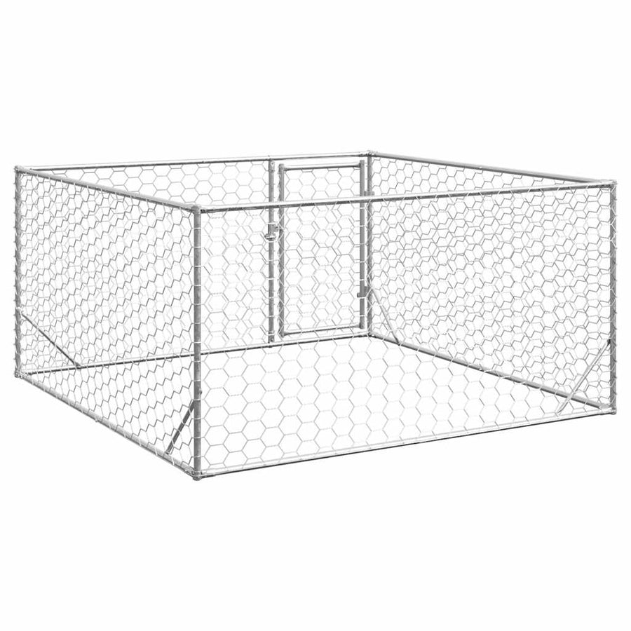 Hondenkennel voor buiten met deur 2x2x1 m gegalvaniseerd staal