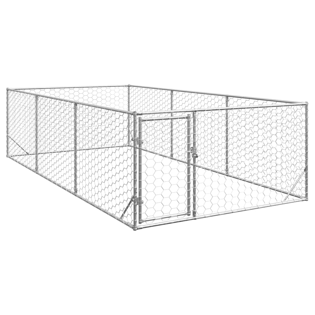 Hondenkennel voor buiten met deur 2x4x1 m gegalvaniseerd staal