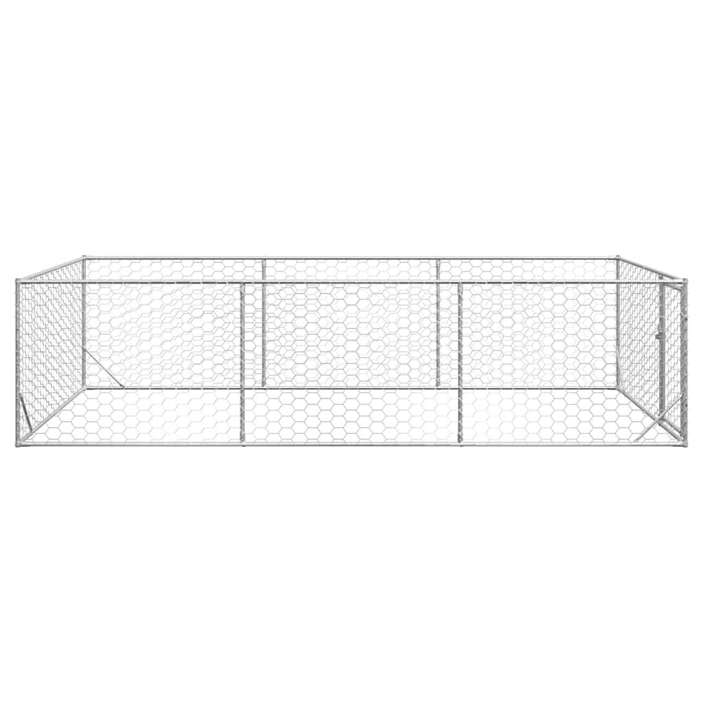Hondenkennel voor buiten met deur 2x4x1 m gegalvaniseerd staal