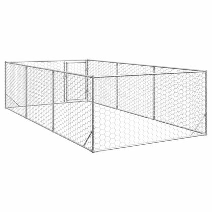 Hondenkennel voor buiten met deur 2x4x1 m gegalvaniseerd staal