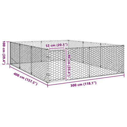 Hondenkennel voor buiten met deur 3x4x1 m gegalvaniseerd staal