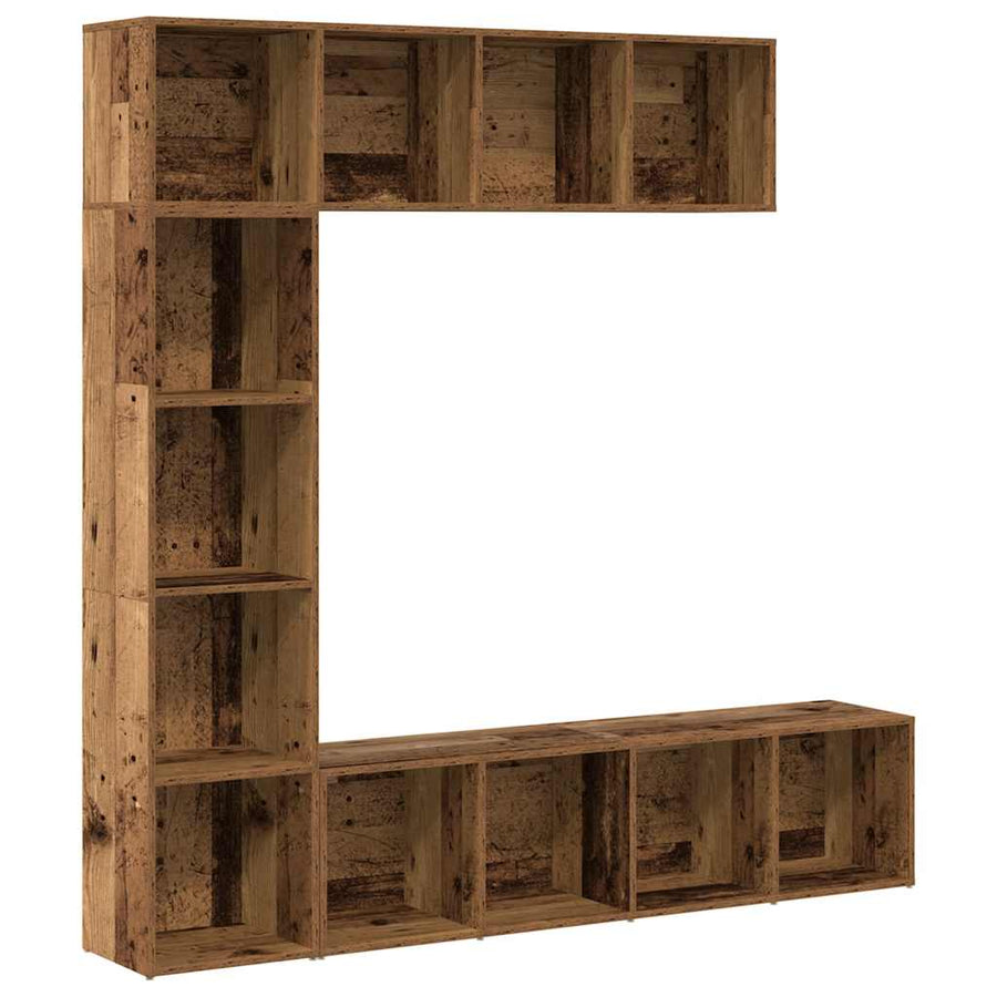 Boekenkasten 3 st bewerkt hout oud houtkleurig