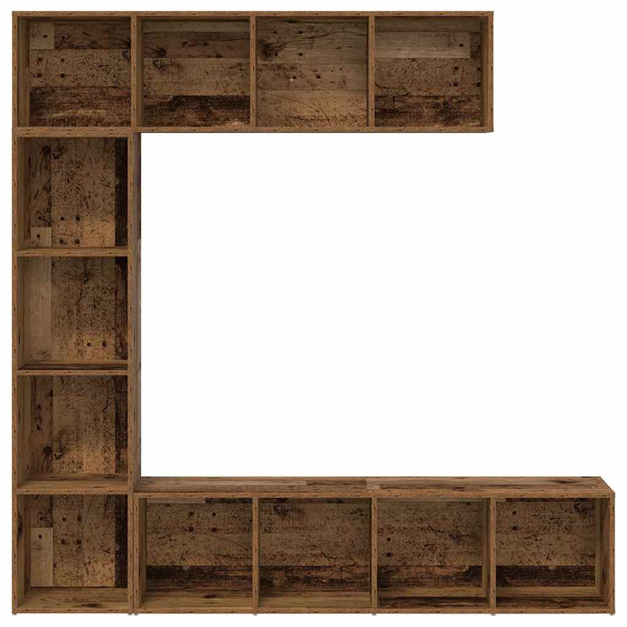 Boekenkasten 3 st bewerkt hout oud houtkleurig