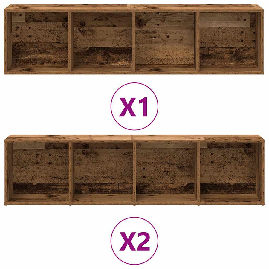 Boekenkasten 3 st bewerkt hout oud houtkleurig