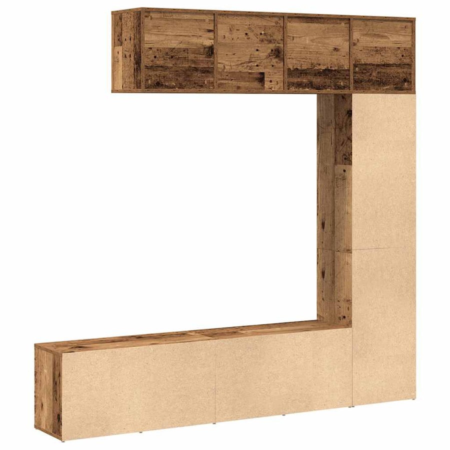 Boekenkasten 3 st bewerkt hout oud houtkleurig