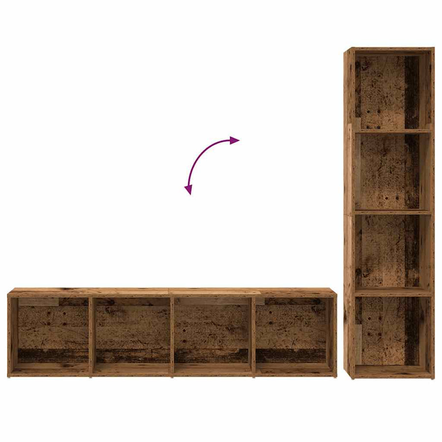 Boekenkasten 3 st bewerkt hout oud houtkleurig