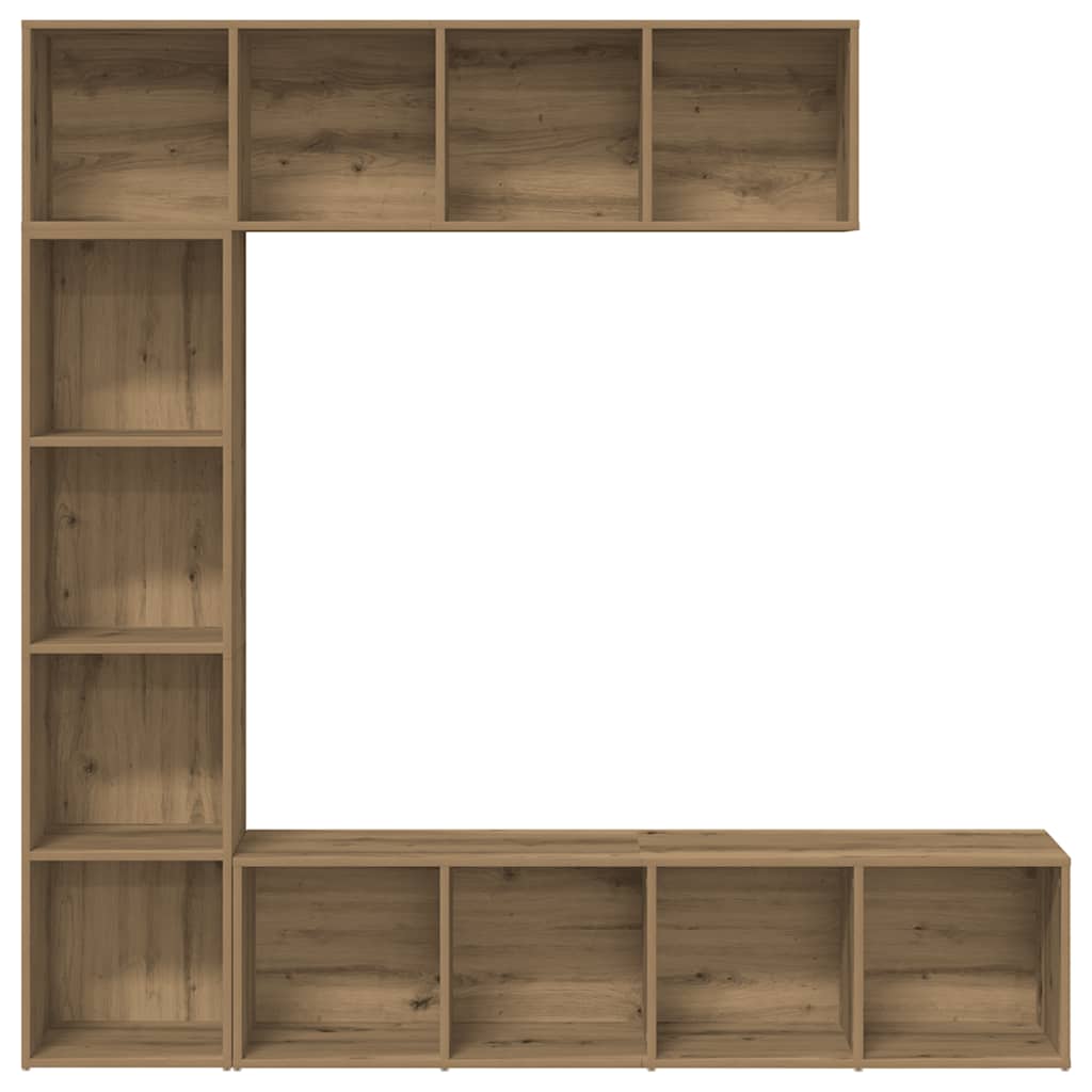 Boekenkasten 3 st bewerkt hout artisanaal eikenkleur